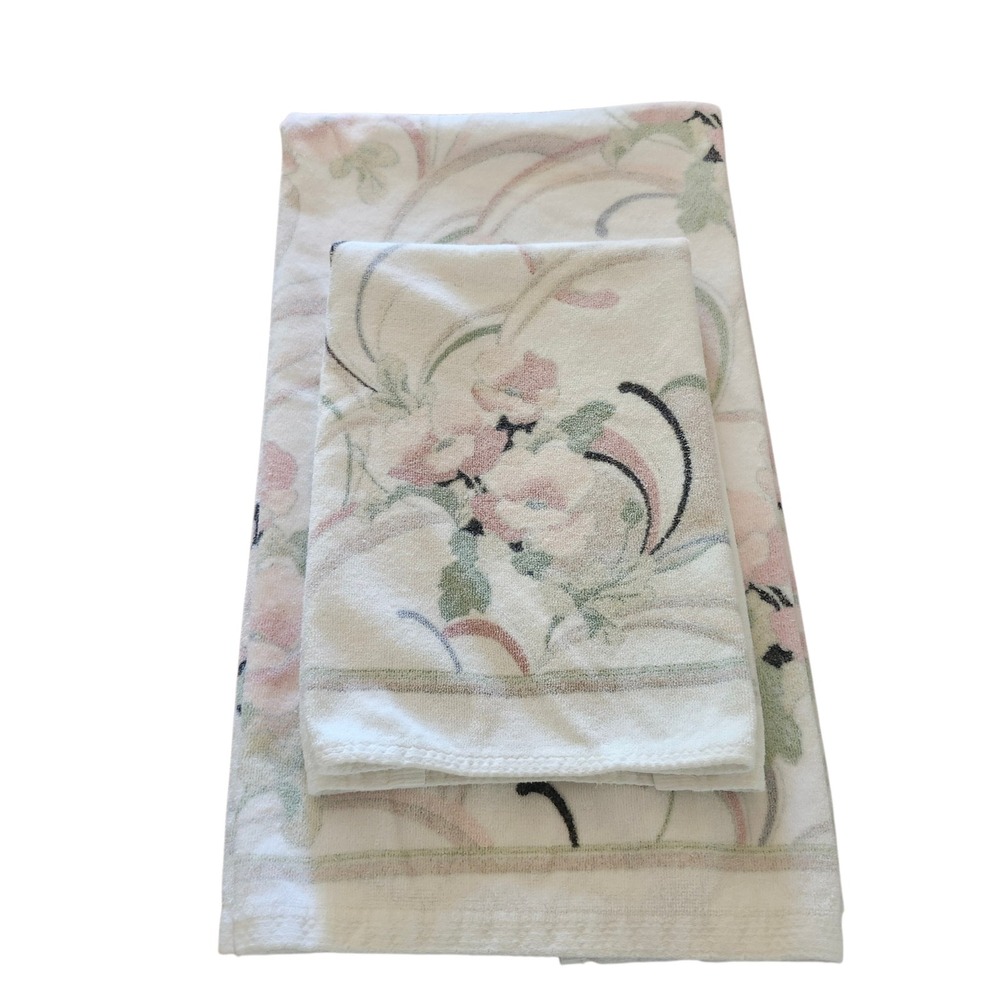 Vintage Springmaid Bath & Hand Towel 100% Cotton USA Floral Anastasia Poppies